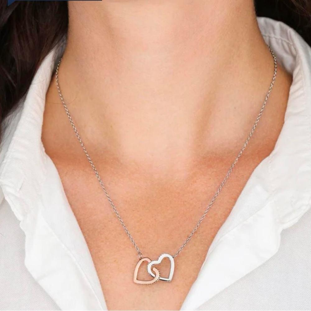 Two toned interlocking hearts necklace